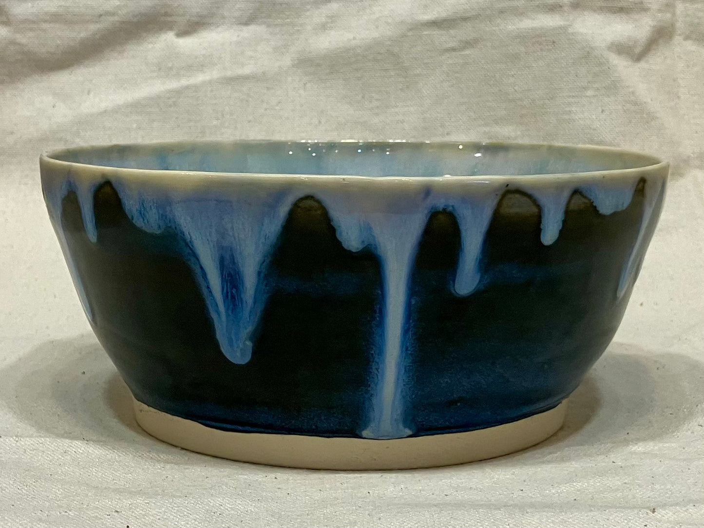 Medium Blue Bowl with Blue Drips