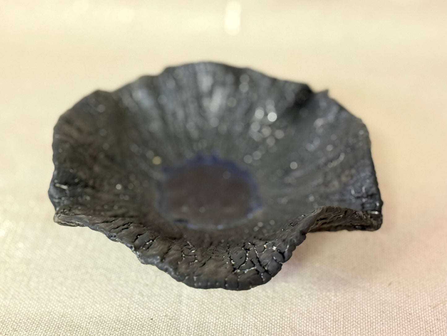 Black Mud Crack Trinket Dish