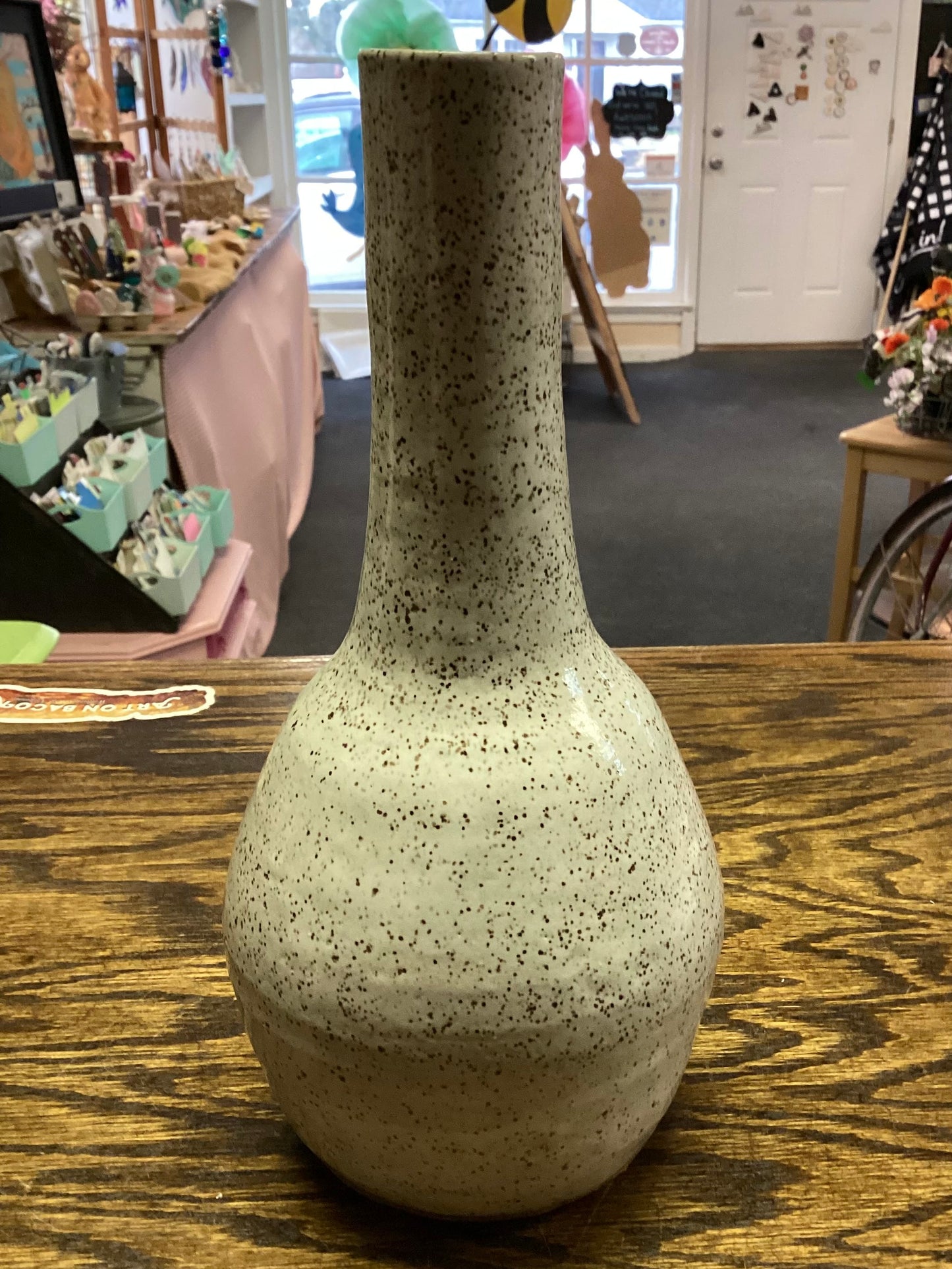 White Speckled Small Neck Vase