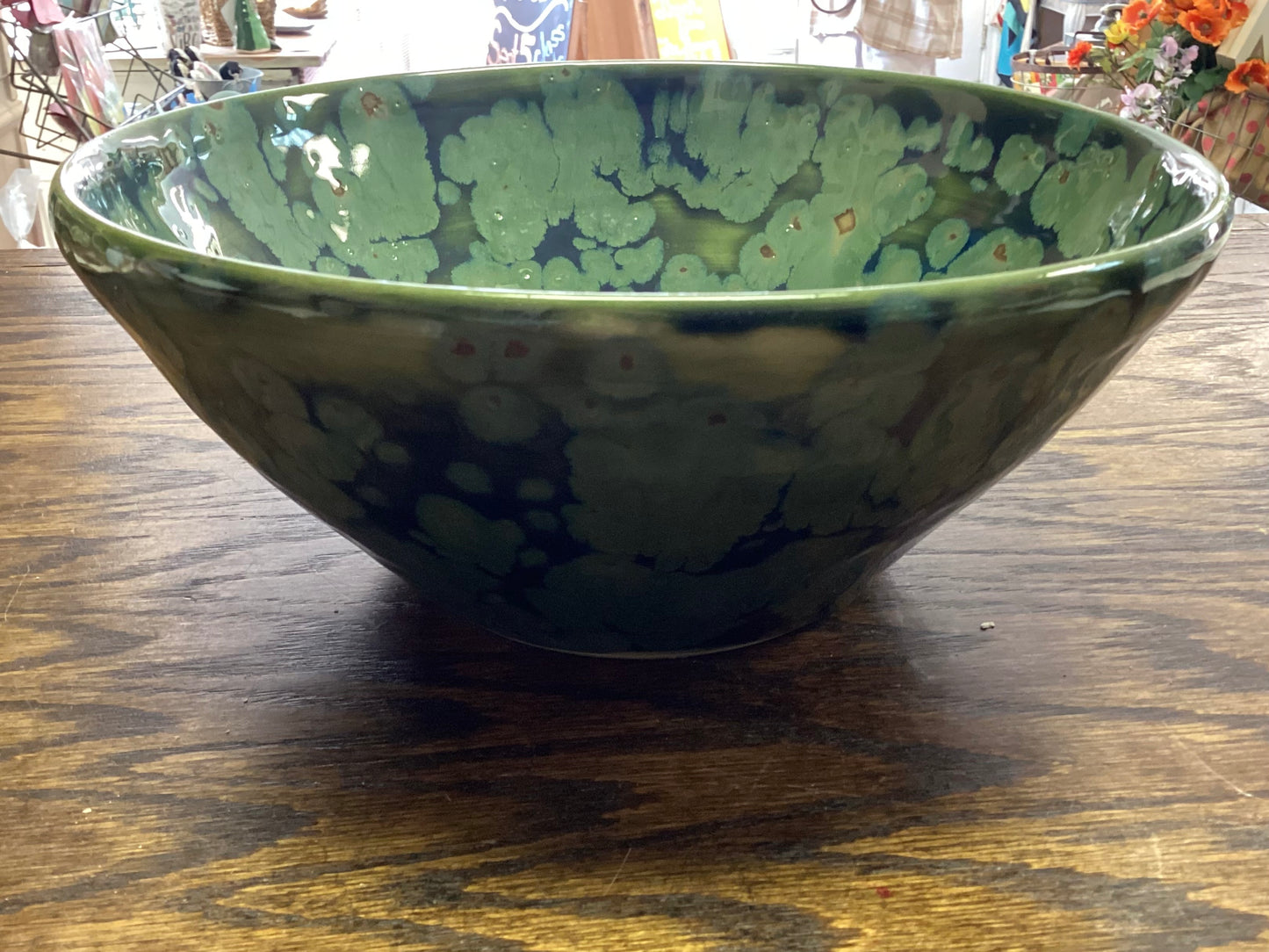 Large Green Bowl with splotches