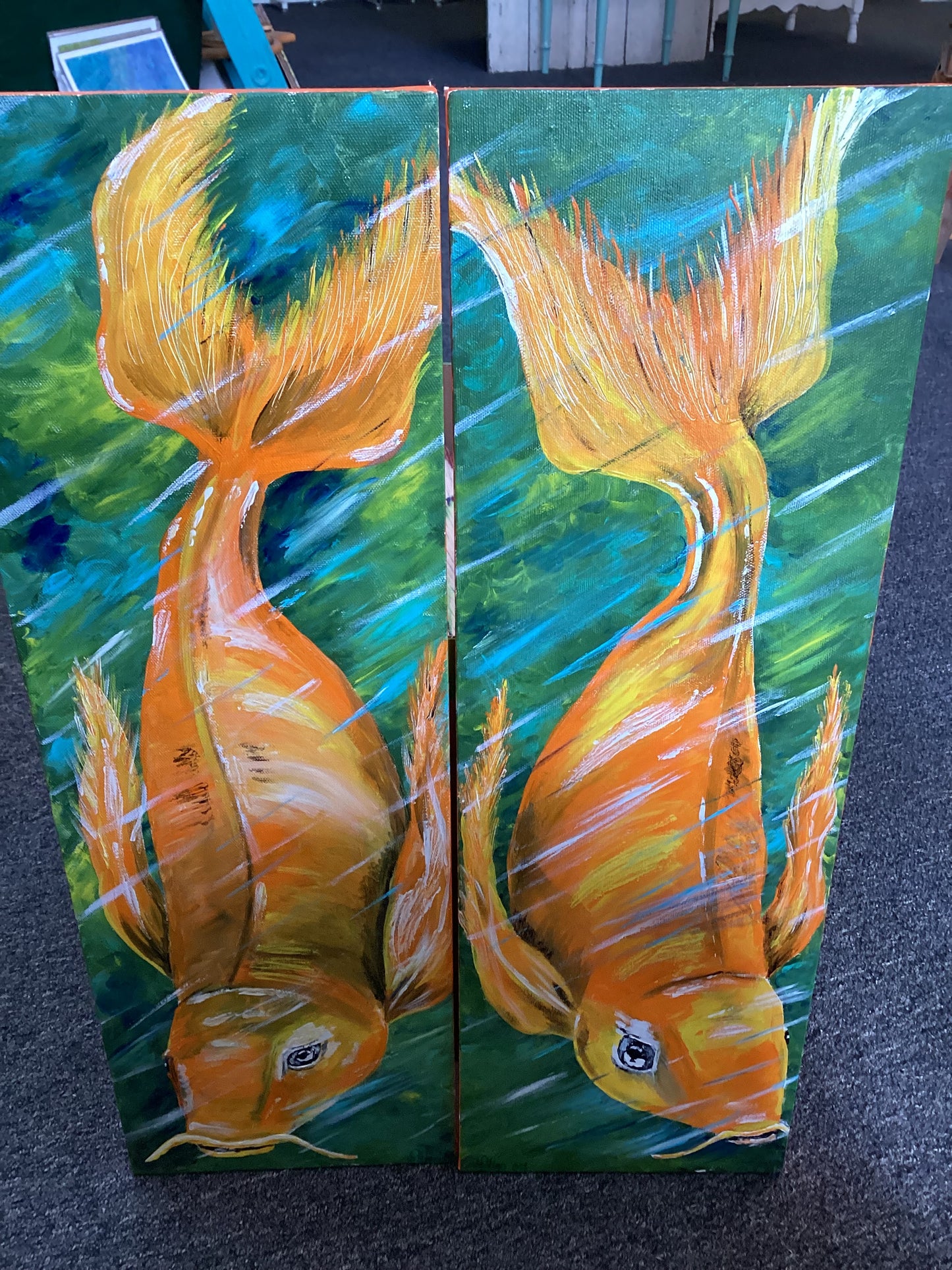 “Koi” Paintings Pair