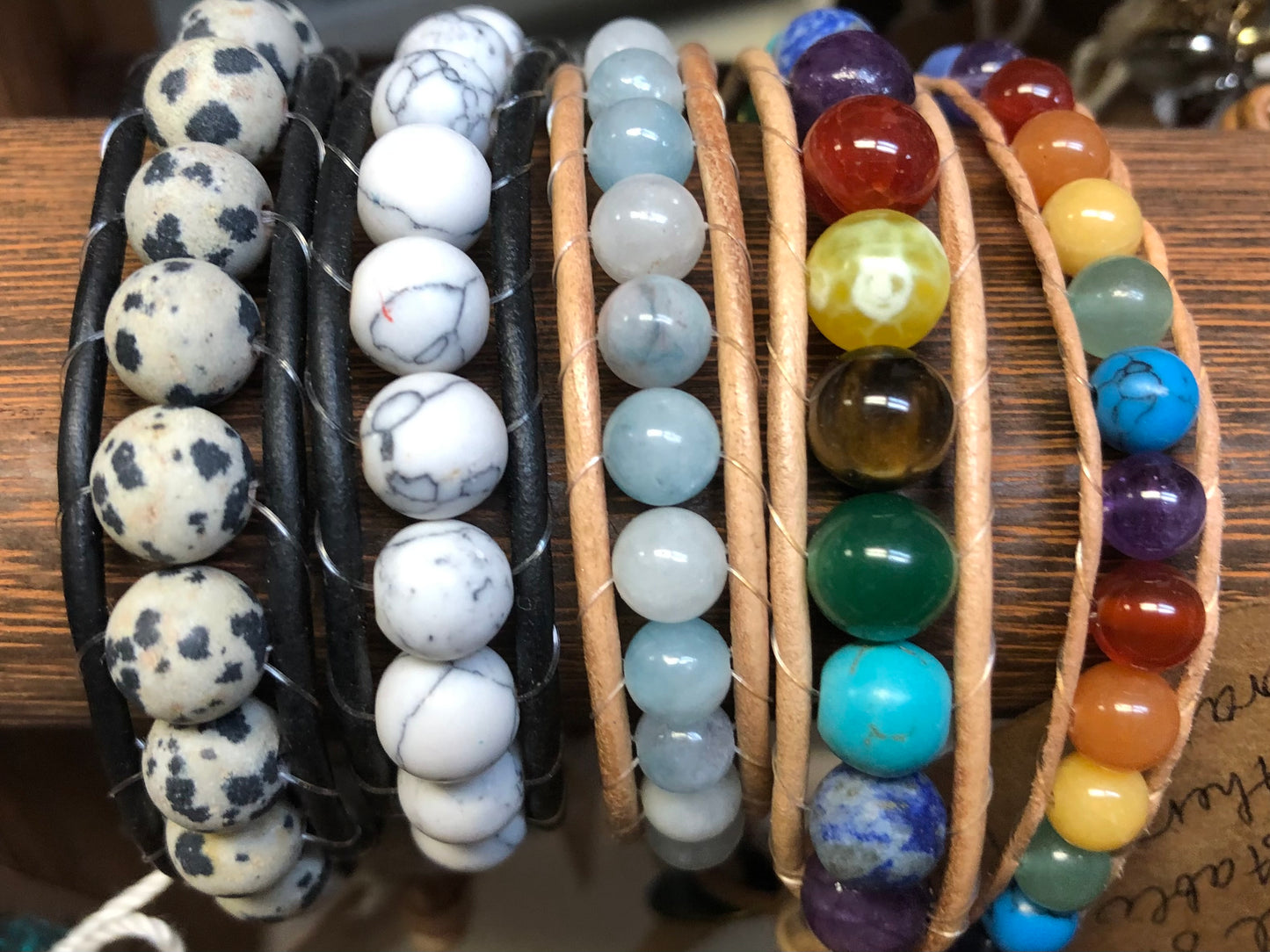 Natural Stone Adjustable Leather Bracelets