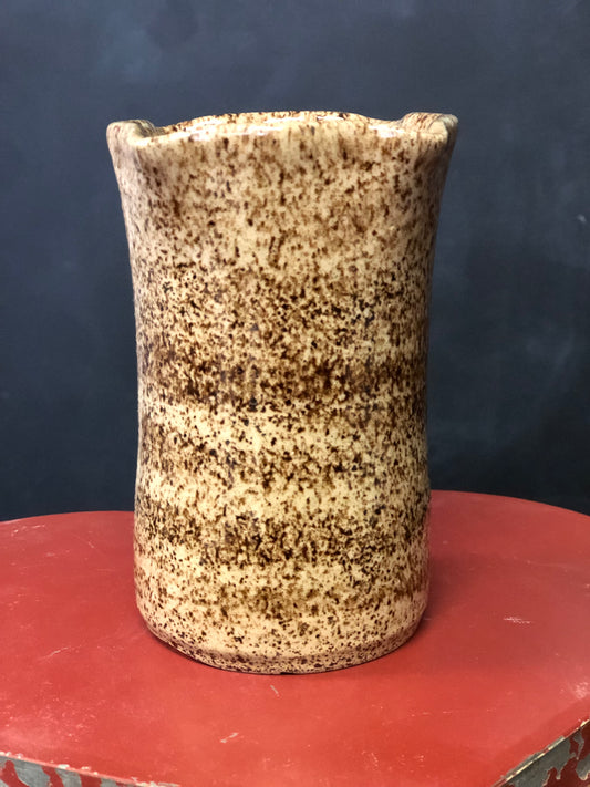 Brown Speckled Scalloped Vase