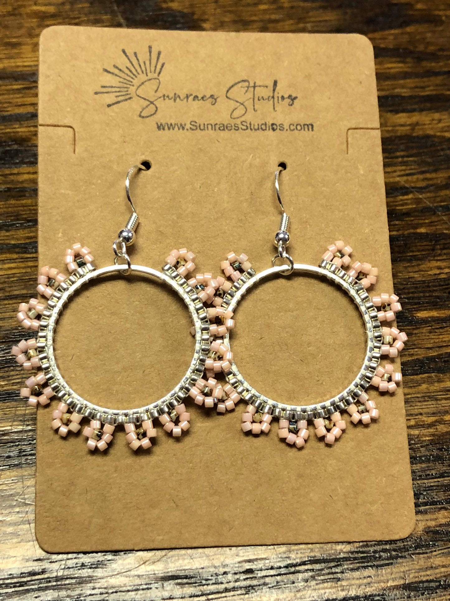 Beaded Daisy Hoops