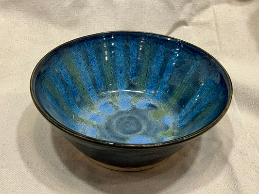 Medium Blue and Green Drippy Bowl