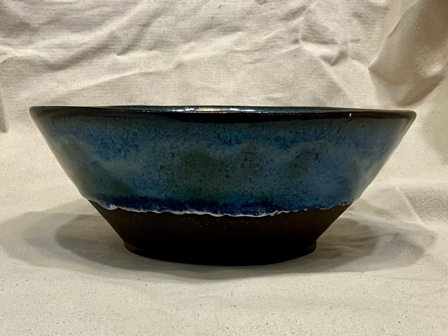 Medium Blue and Green Bowl - Black Clay
