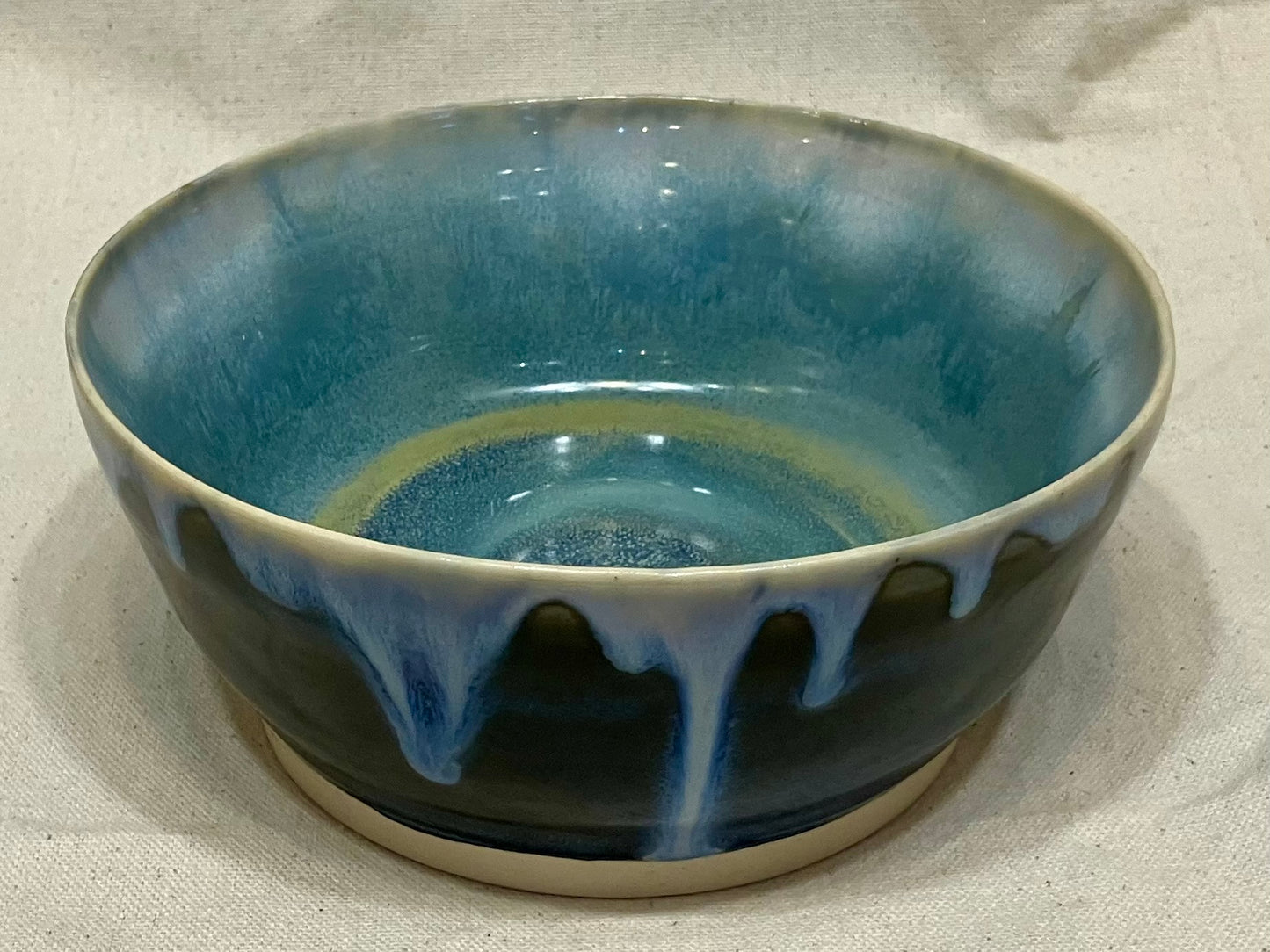 Medium Blue Bowl with Blue Drips