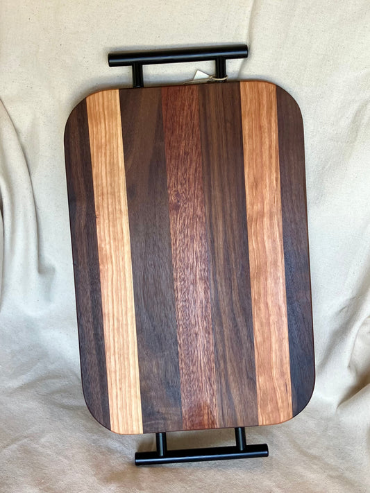 Black Handled Mahogany Charcuterie Tray