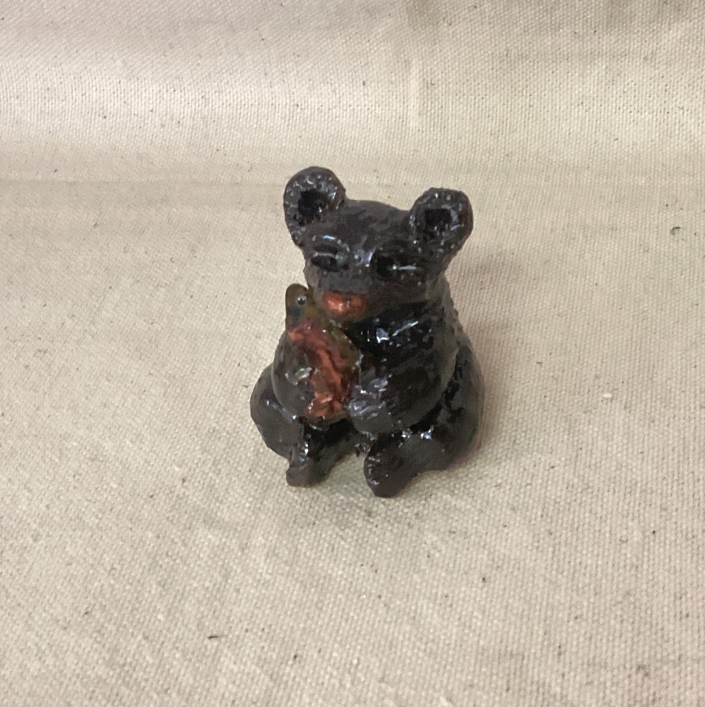 Bear Holding Salmon Figurine