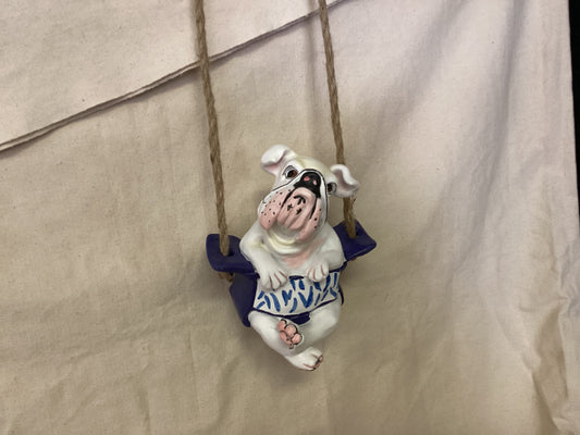 Bulldog on Swing