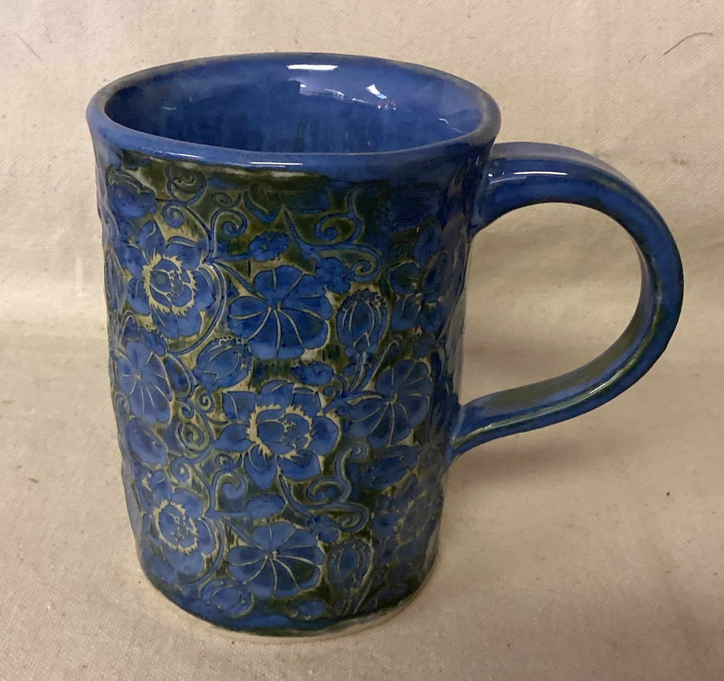 Blue Flower Embossed Mug